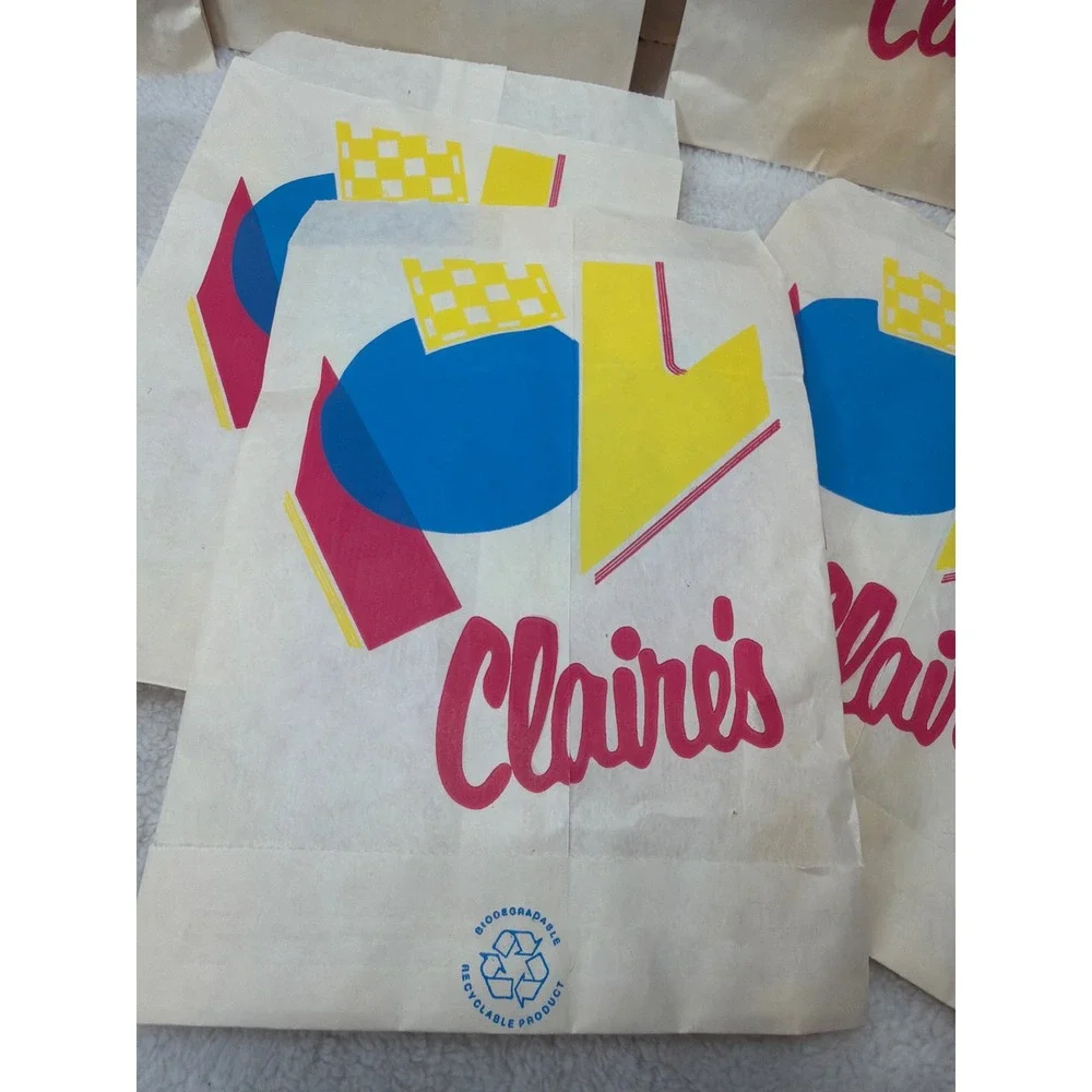 VTG 80/90s Claire's Paper Gift Bags Multicolor‎ Abstract Design 8 ct Treat Party